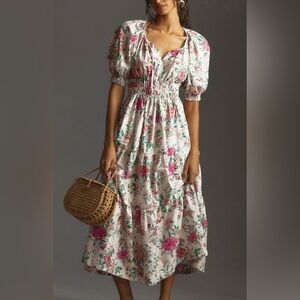 Anthropologie  Somerset Maxi Dress Petite Puff sleeve edition